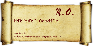 Máté Orbán névjegykártya